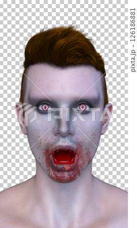 Male vampire face close up 126186881