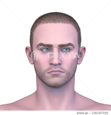 男性の顔アップ 126187105