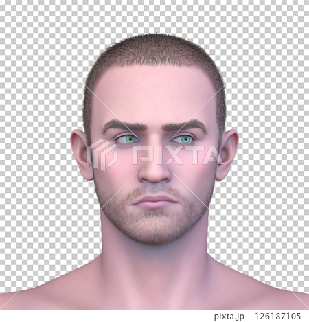男性の顔アップ 126187105