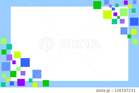 幾何学模様　フレーム　四角形　ホワイトスペース　水色 126187231