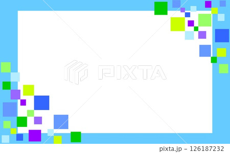 幾何学模様　フレーム　四角形　ホワイトスペース　水色 126187232