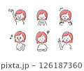 手描き　女性　上半身　表情セット 126187360