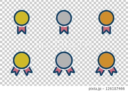 Gold, silver and bronze medal icon illustration set Gold, silver and bronze medal icon illustration set 126187466