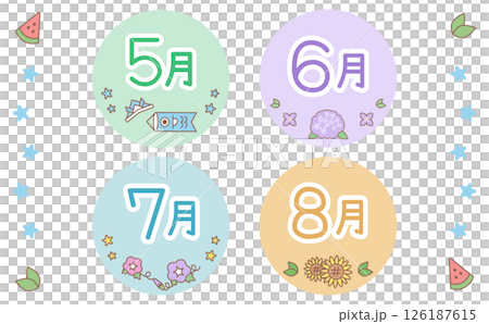 Cute seasonal spring/summer calendar logo illustration set Cute seasonal spring/summer calendar logo illustration set 126187615