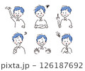 手描き　男性　上半身　表情セット 126187692