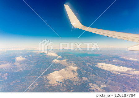 Aerial view on arabian desert and Red sea mountains from airplane Aerial view on arabian desert and Red sea mountains from airplane 126187784