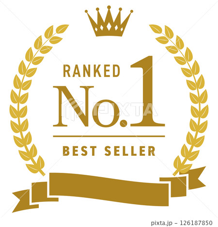 王冠とリボンのついたランキングフレーム【金】/ No.1 126187850