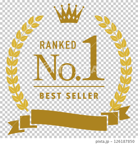 王冠とリボンのついたランキングフレーム【金】/ No.1 126187850