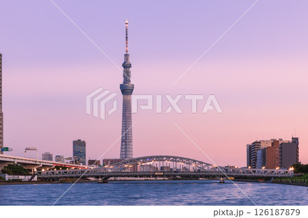 夕暮れの隅田川 東京夕景 夕暮れの隅田川 東京夕景 126187879