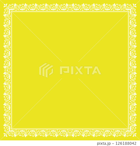 Decorative frame Elegant vector element for design in Eastern style, place for text. Floral yellow and white border. Lace illustration for invitations and greeting cards 126188042