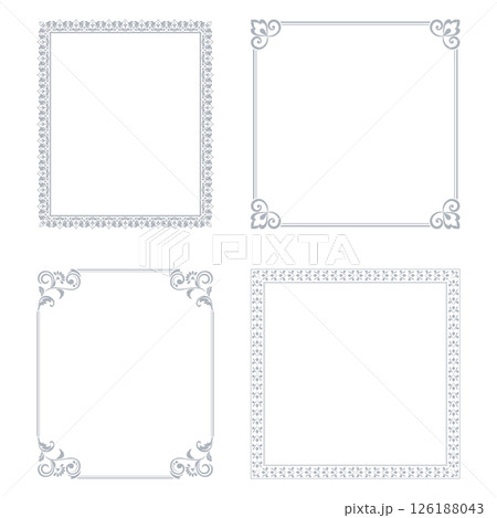 Set of decorative frames Elegant vector element for design in Eastern style, place for text. Floral gray and white borders. Lace illustration for invitations and greeting cards 126188043