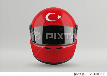 Front view of racing helmet featuring Turkey flag colors 126188353