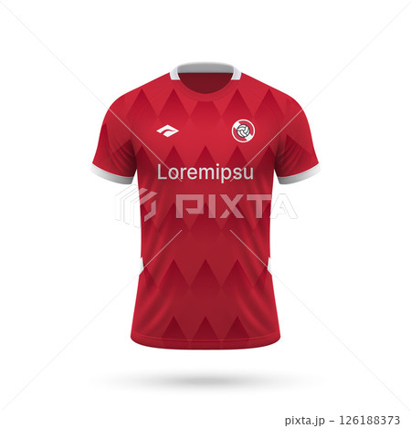 3d realistic soccer jersey in Independiente style, football club shirt template 126188373