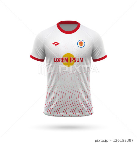 3d realistic soccer jersey in Red Bull Bragantino style, football club shirt template 126188397