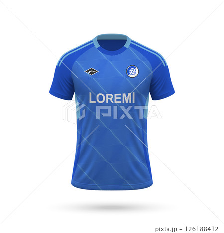 3d realistic soccer jersey in Millonarios style, football club shirt template 126188412