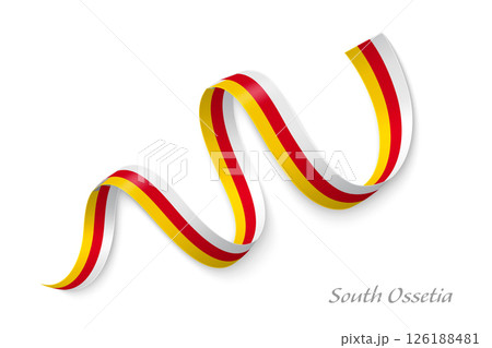 South Ossetia flag ribbon waving national colors 126188481