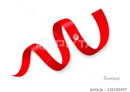 Tunisia flag ribbon waving national colors 126188497
