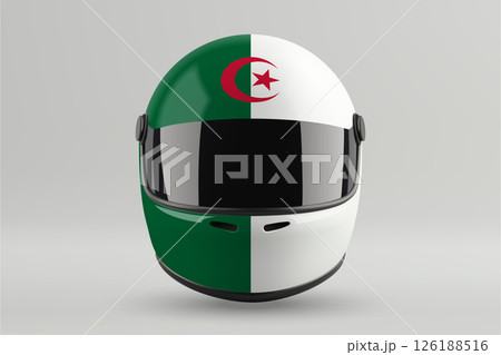Front view of racing helmet featuring Algeria flag colors 126188516
