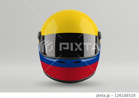 Front view of racing helmet featuring Colombia flag colors 126188528