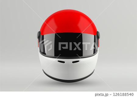 Front view of racing helmet featuring Indonesia flag colors 126188540