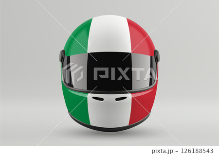 Front view of racing helmet featuring Italy flag colors 126188543
