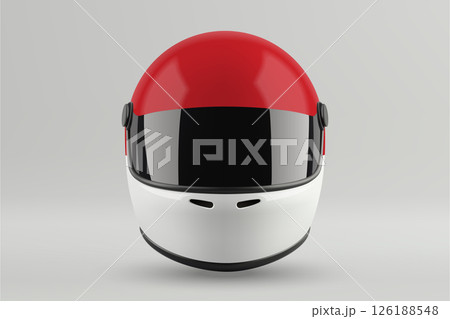 Front view of racing helmet featuring Monaco flag colors 126188548