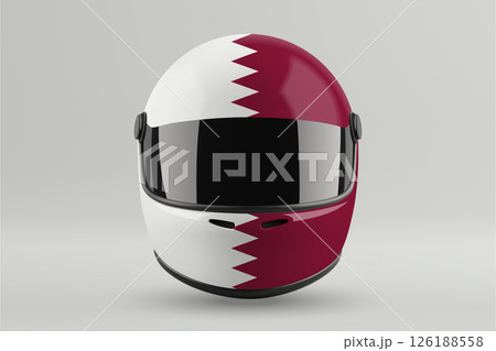 Front view of racing helmet featuring Qatar flag colors Front view of racing helmet featuring Qatar flag colors 126188558
