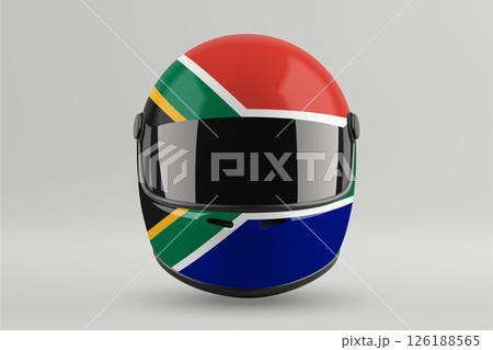 Front view of racing helmet featuring South Africa flag colors 126188565