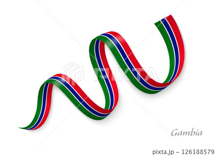 Gambia flag ribbon waving national colors 126188579