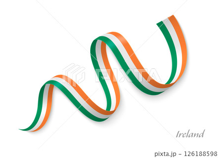 Ireland flag ribbon waving national colors 126188598