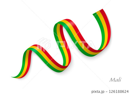 Mali flag ribbon waving national colors 126188624