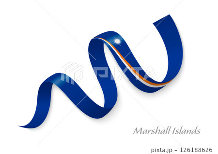 Marshall Islands flag ribbon waving national colors 126188626