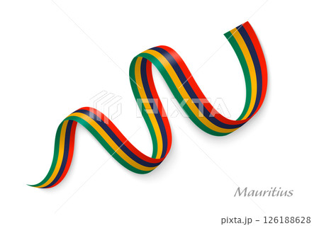 Mauritius flag ribbon waving national colors Mauritius flag ribbon waving national colors 126188628