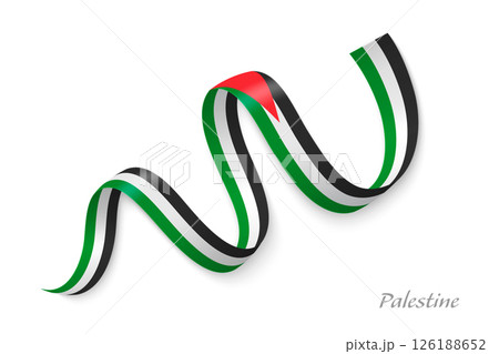 Palestine flag ribbon waving national colors 126188652