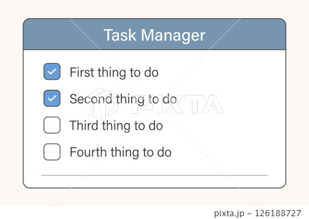 Task Manager App with To Do List and Checkboxes Interface Task Manager App with To Do List and Checkboxes Interface 126188727