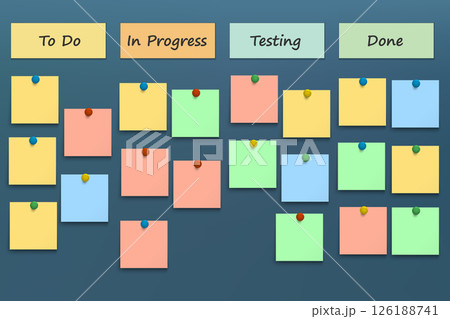 Project Management Board with Kanban Style Task...のイラスト素材 [126188741 ...