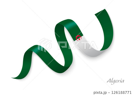 Algeria flag ribbon waving national colors 126188771