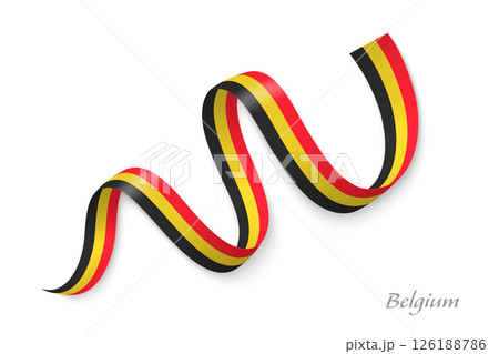 Belgium flag ribbon waving national colors 126188786