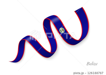 Belize flag ribbon waving national colors 126188787