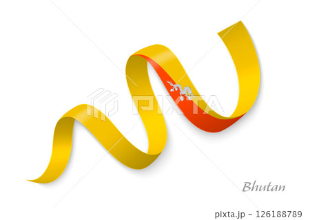 Bhutan flag ribbon waving national colors Bhutan flag ribbon waving national colors 126188789