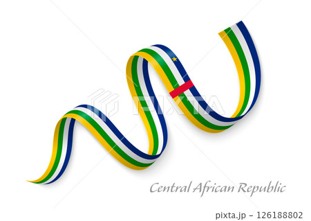 Central African Republic flag ribbon waving national colors 126188802
