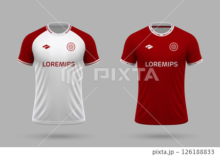 3d realistic soccer home and away jersey in Huracan style, football kit template 126188833