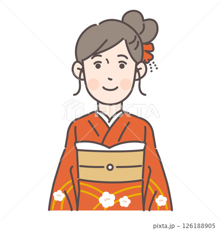 笑顔の振袖の女性 126188905