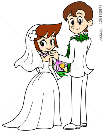 新郎とブーケを持った新婦 126188972