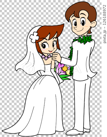 新郎とブーケを持った新婦 126188972