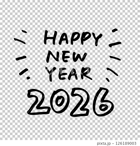 Hand-drawn style Happy New Year message for 2026 126189003