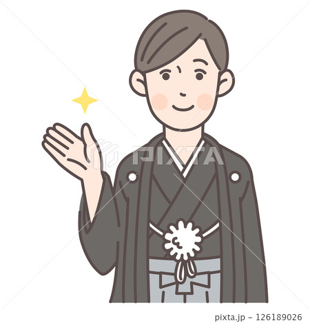 案内する紋付袴の男性 126189026