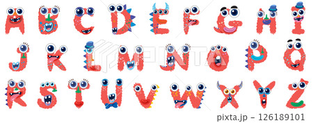 Playful Monster Alphabet Vector Illustration Playful Monster Alphabet Vector Illustration 126189101