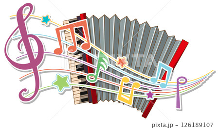 Colorful Accordion and Musical Notes 126189107