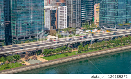 May 11 2025 Modern Urban Cityscape with Elevated Road and Waterfront View 126189271